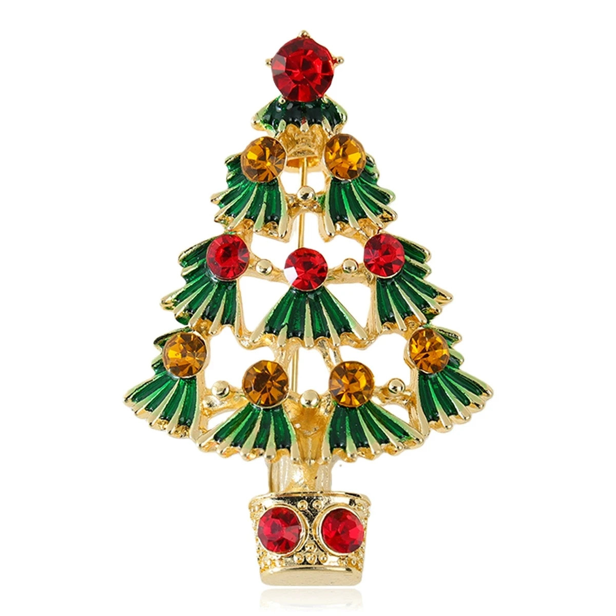 Wish popular European and American fashion new hollow out clothing creative Christmas tree broochXZ25258-1