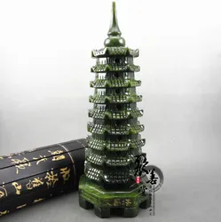 100% Exquisite Natural Jade Handmade Hand-carved Wenchang Pagoda Statues