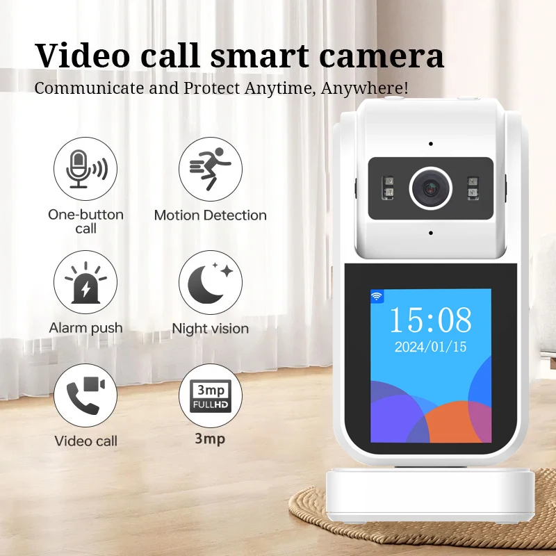 

3MP Baby WiFi Monitor Home 360 PT Camera 2.8" Screen Human Detection Full Color Two-way Voice Security Surveillance lP Camera