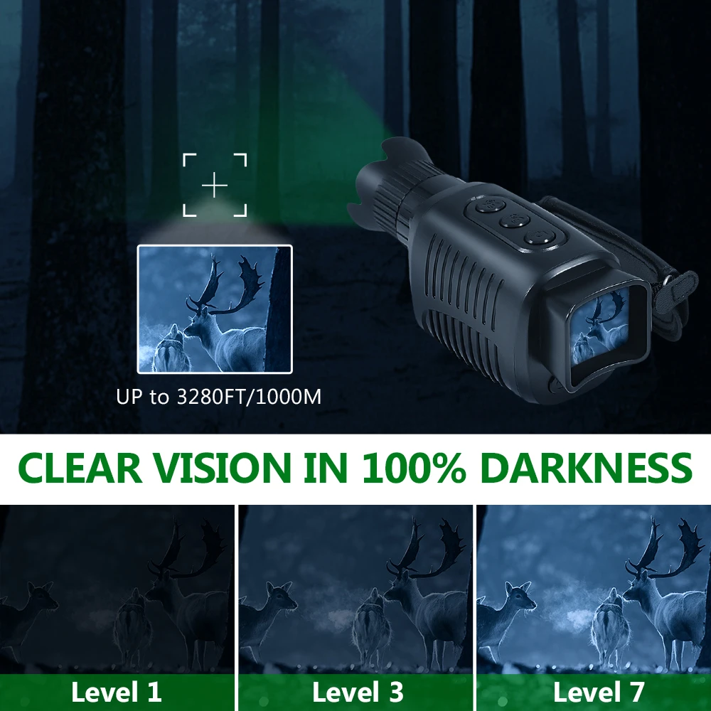 Outdoor Day Night Dual Use Night Vision Sight Night Vision Monocle Infrared Optical Monocular 5X Digital Zoom Hunting Telescope