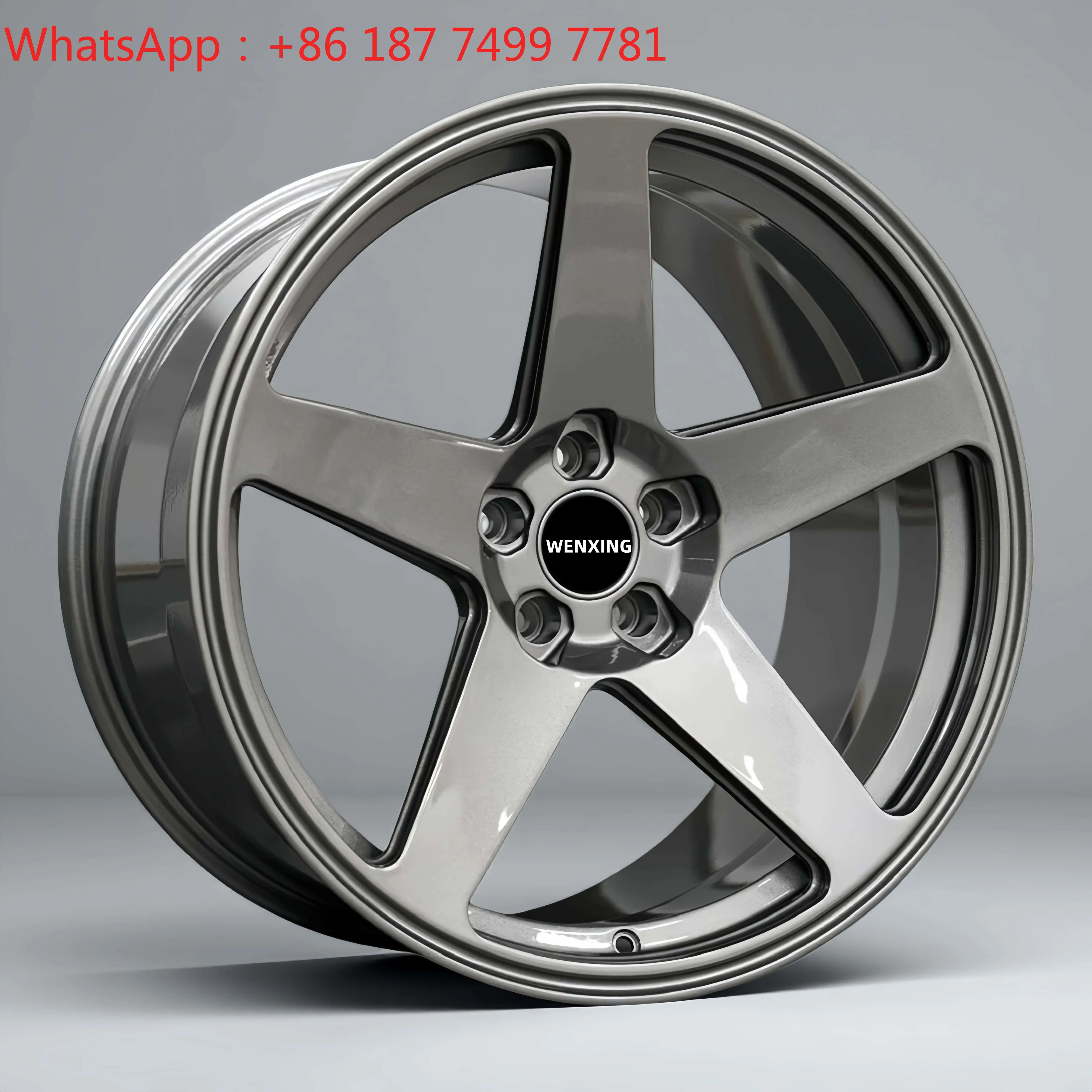 6061-T6 Transparent Black Brushed Five Spoke One-Piece Forged Aluminum Wheels 17-20 Inch