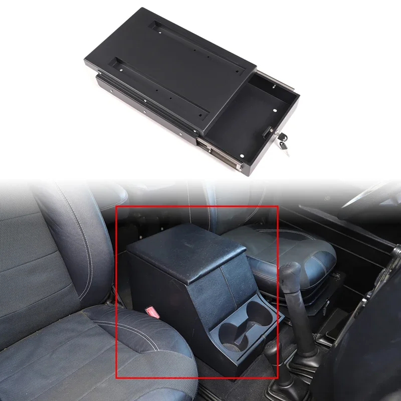 For Land Rover Defender 90 110 2004-2018 aluminum alloy black push-pull storage box, armrest box, and elevated base storage box