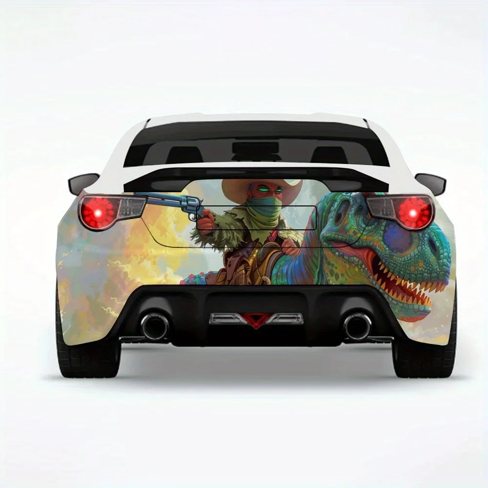 

Автомобильная наклейка с изображением динозавра, ковбойского приключения, виниловая наклейка на заднюю часть автомобиля, водонепроницаемые самоклеящиеся виниловые наклейки для хвоста автомобиля и багажа
