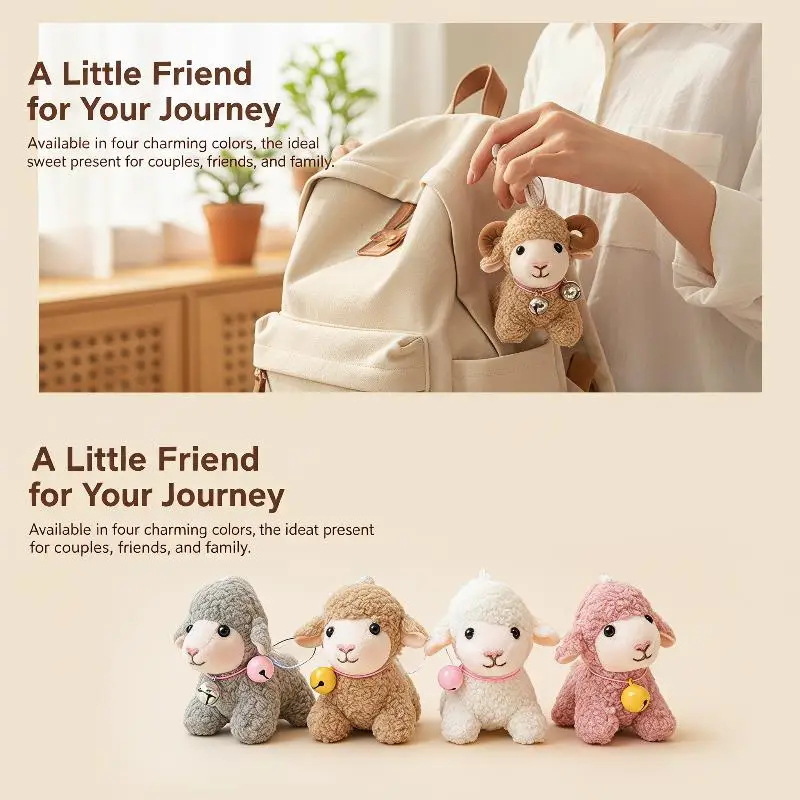 Soft Stuffed Sheep Plush Pendant 13cm Mini Fluffy Toy with Suction Cup for Purse Decor Valentines Day Small Gifts - view 6