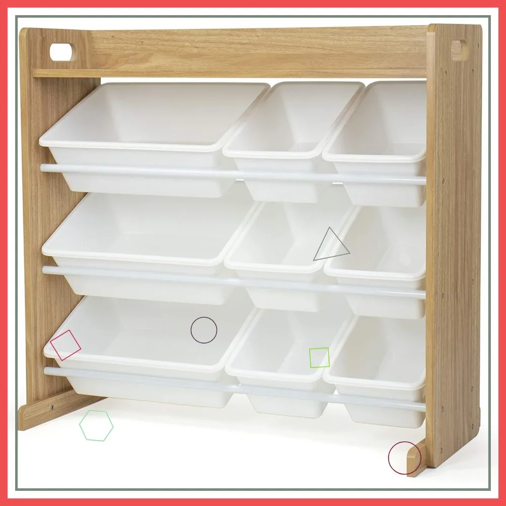 

Органайзер для хранения игрушек с 9 съемными контейнерами и верхней полкой — современная детская книжная полка для игровых комнат и детских комнат