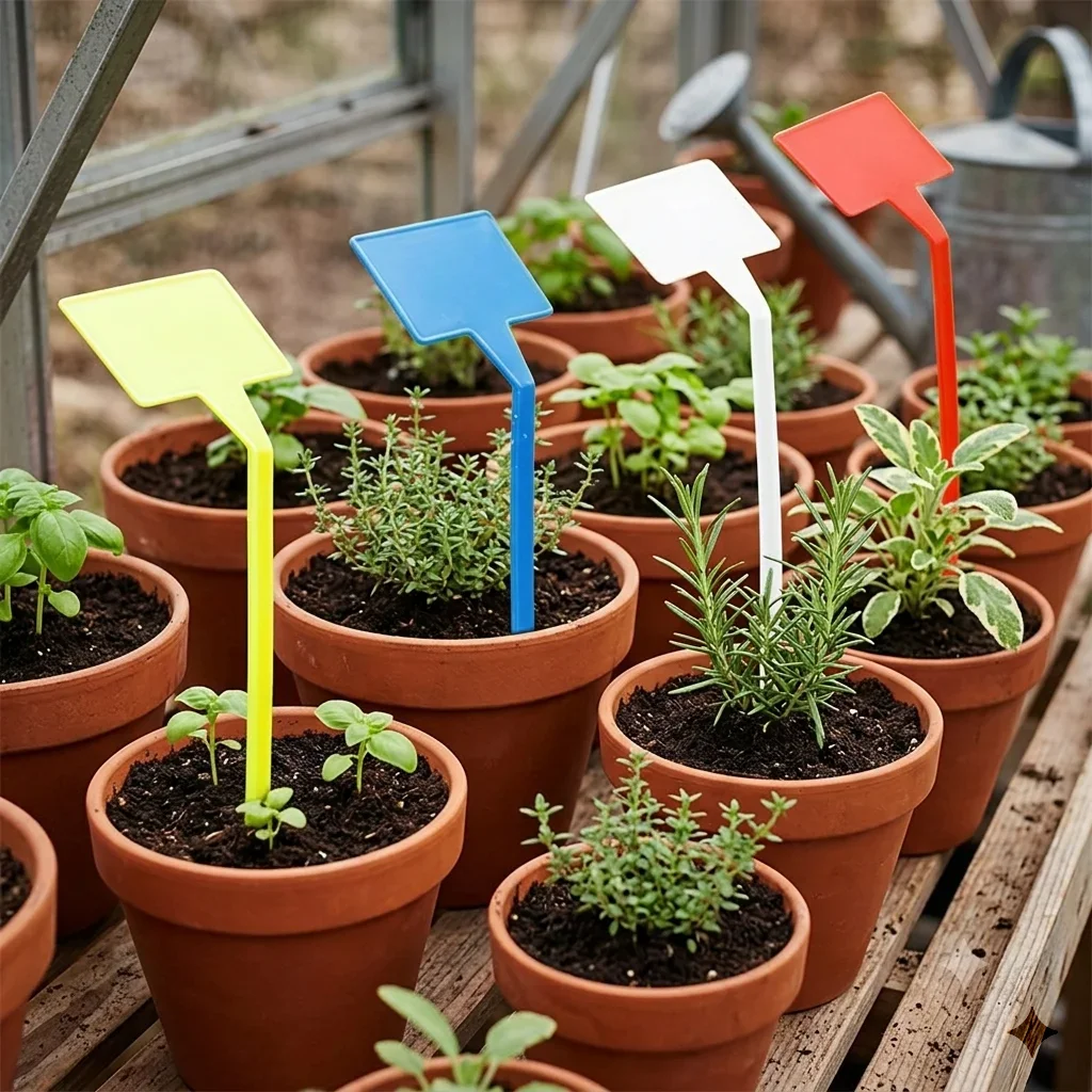 Durable Waterproof Gardening 31x9x4.5cm Plastic T-shaped Plant Label for Green Plants Crops with Quantity Title Logo Mark Sign