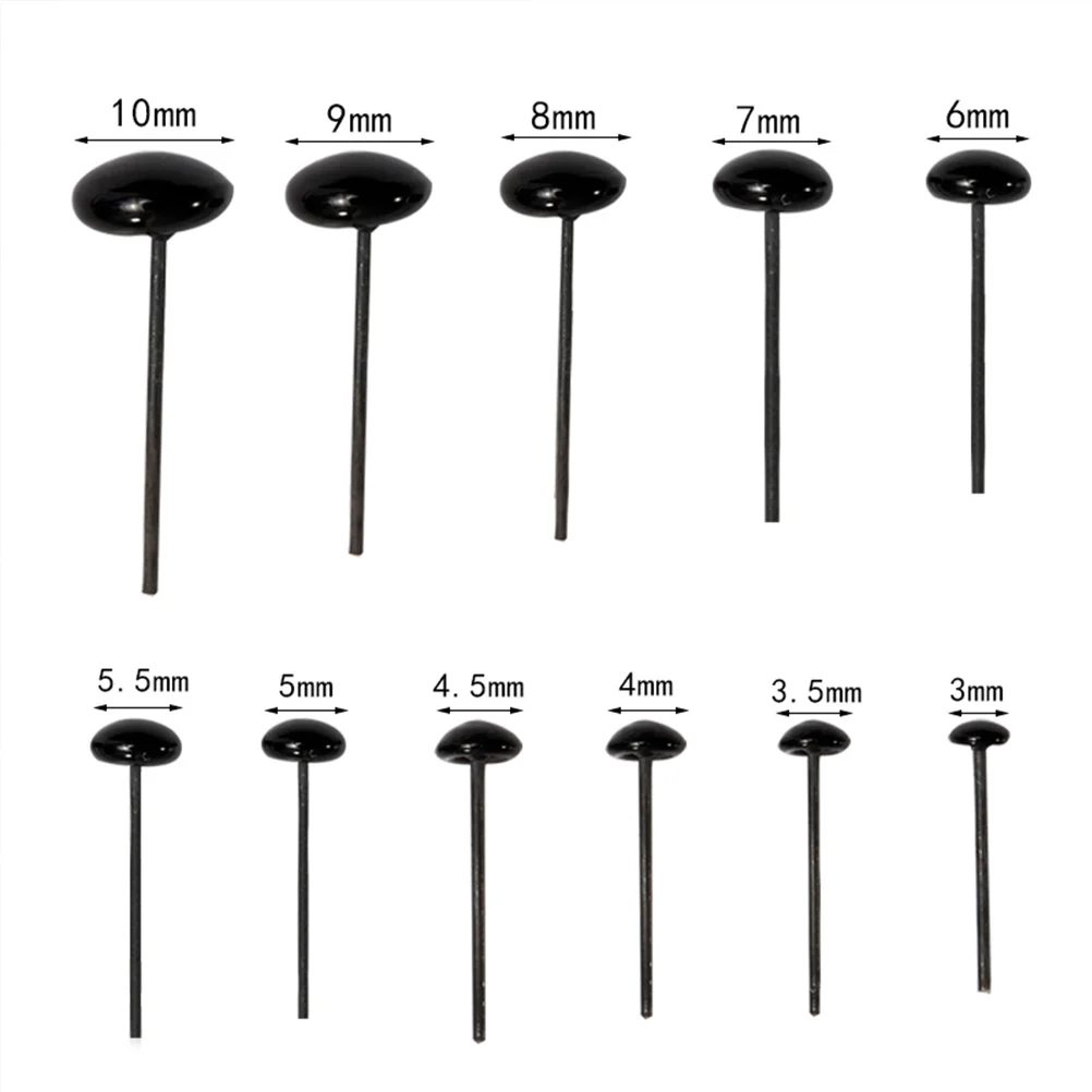 NOLITOY 200개 플라스틱 눈 안전 장난감 눈 봉제 인형용 검정 평평한 핀 동물 눈 부품