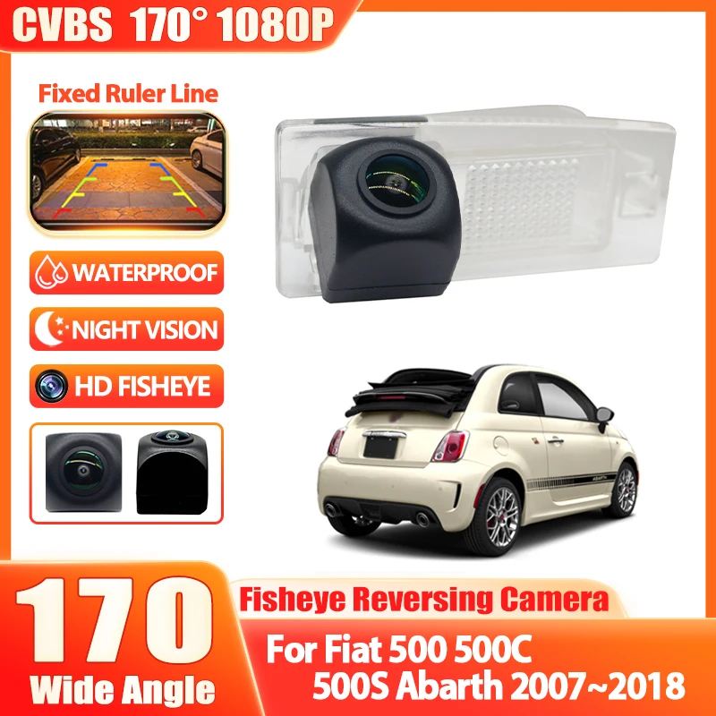 Kabellose Auto-Rückfahrkamera für Fiat 500 500C 500S Abarth 2007~2016 2017 2018 CCD Full HD Nachtsicht Wasserdicht RCA