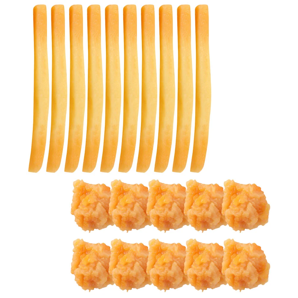 20 Pcs Snack Model Artificial French Fries Faux Toy Chicken Popcorn Food Simulation Pvc Kitchen