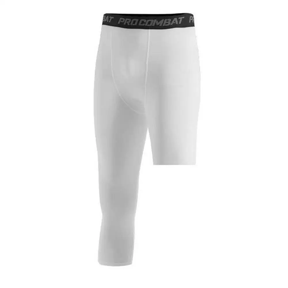 Collants de course pour hommes, pantalons de basket-ball, de football, de fitness, d\'exercice sportif, leggings courts à une jambe, 1 pièce, été 3/4