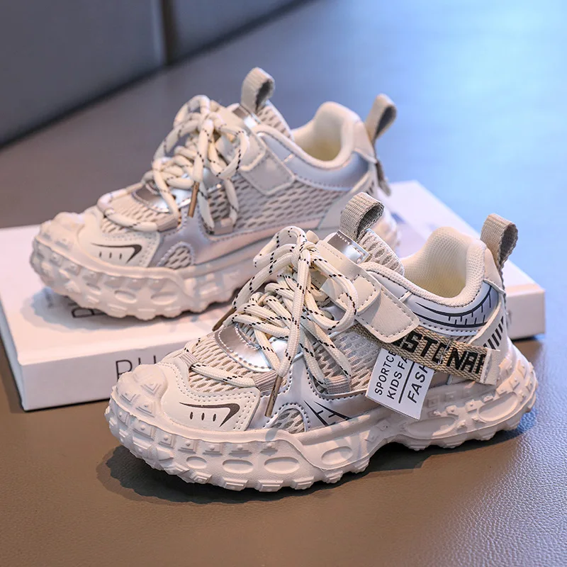 

Модная детская спортивная обувь, весенне-осенние кроссовки с дышащей сеткой для мальчиков и девочек, нескользящая школьная обувь для бега на мягкой подошве