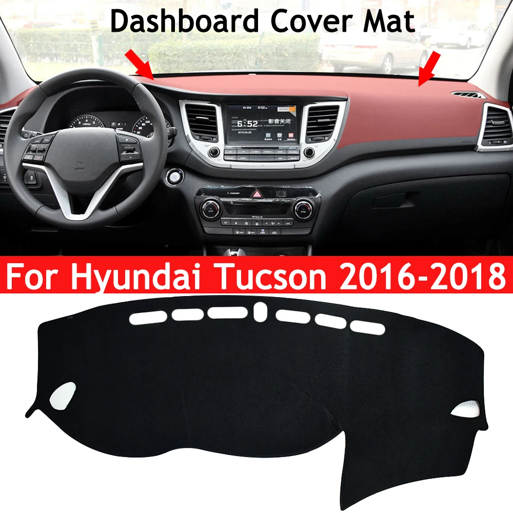 For Hyundai Tucson 2015-2016 2017 2018 2019 2020 Dashboard Cover Mat Pad Dashmat Dash Sunshade Instrument Carpet Car Accessories