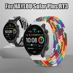 Braided Solo Loop Strap for HAYLOU Solar Plus RT3 22mm Watchband Stretchable Bracelet Correa Elastic Woven Replacement Band Belt