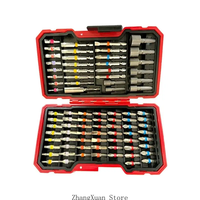 

3xuf Industrial 83pcs Магнитная электрическая отвертка битовая аксессуары, установленные с корпусом для хранения для энтузиастов