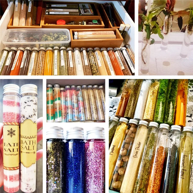 A28F-24 قطعة أنابيب اختبار 110 مل، أنابيب اختبار بلاستيكية شفافة مع أغطية، حاويات ملح استحمام مسطحة القاع للحلوى، حلوى العلكة #2