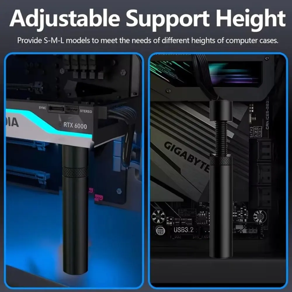 New Aluminum GPU Holder 27-120mm Vertical Telescopic Rotating Stand Black Silver Magnetic Bracket
