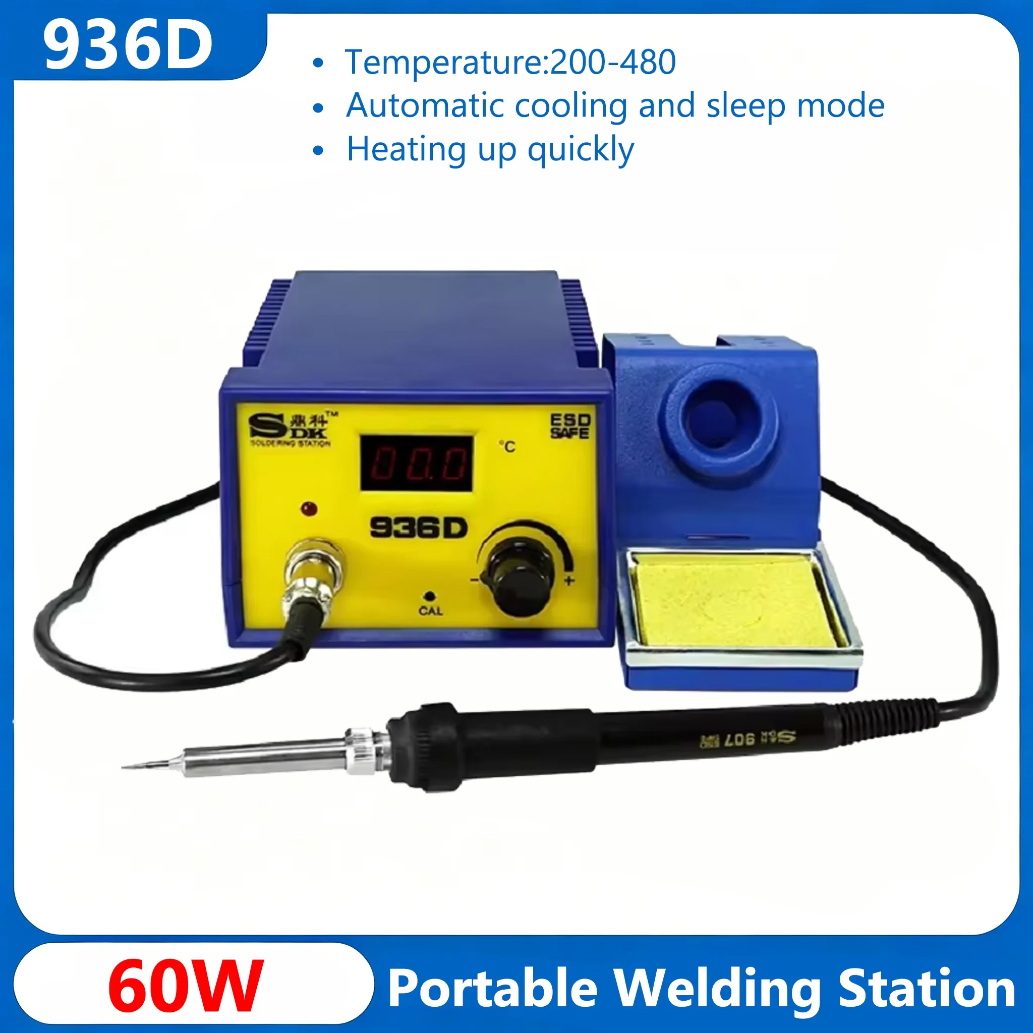 936D LCD Digital Display 200-480℃ Soldering Station 10-Minute Sleep Mode Electric Soldering Iron For SMD PCB Rework Repair