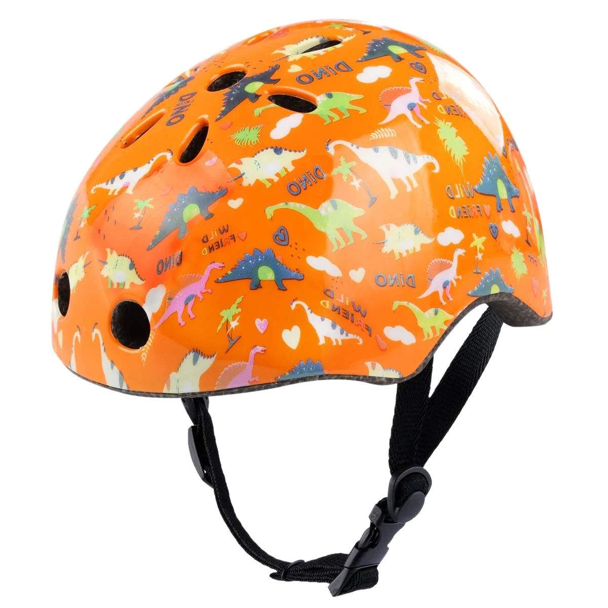 Niedlicher Kinder-Fahrradhelm für Jungen und Mädchen, verstellbare Sicherheits-Komforthelme für Multisport, Radfahren, Skaten, Orange, Dinosaurier