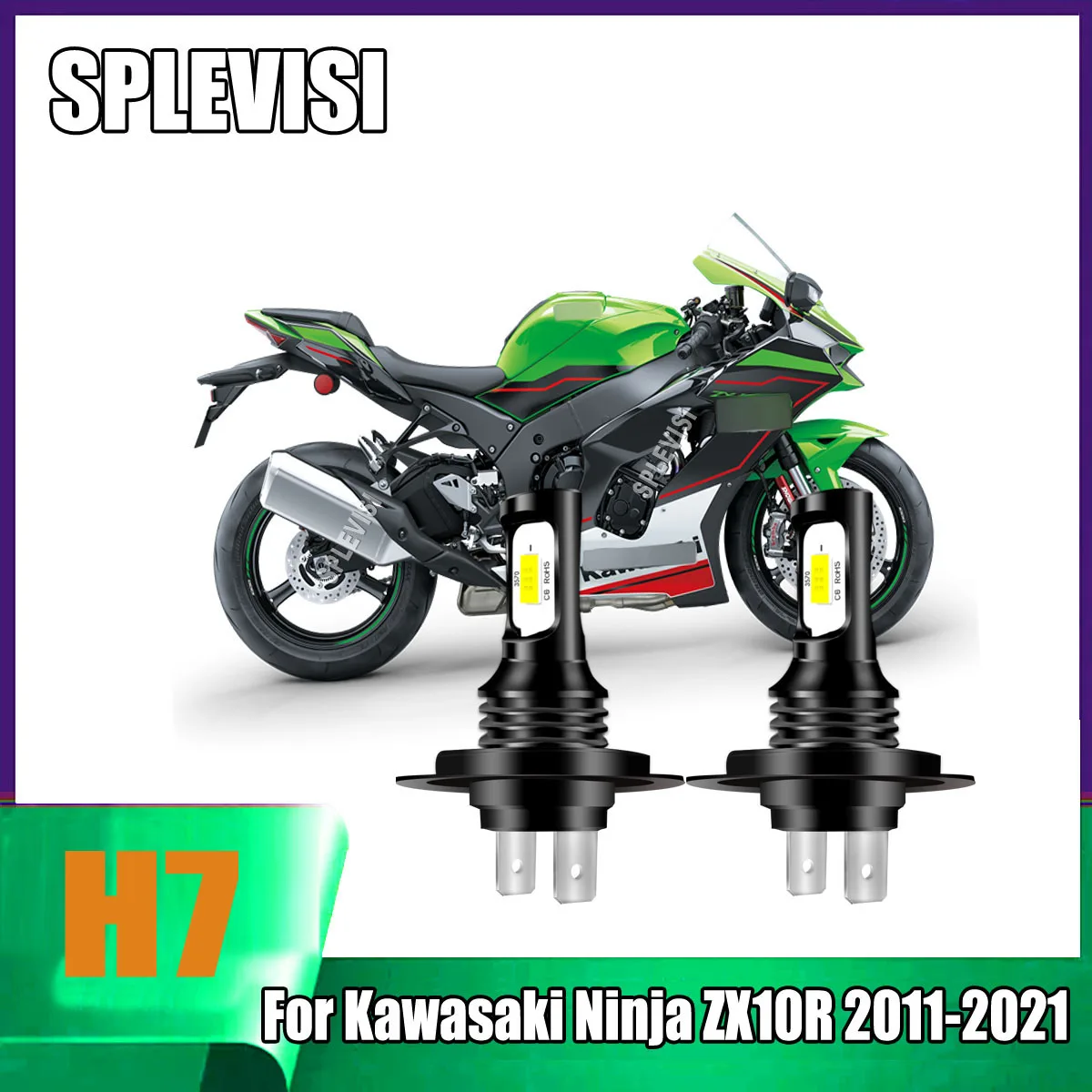 

LED H7 White Headlight Bulbs not require complicated operations For Kawasaki Ninja ZX10R 2011 2012 2013 2014 2015 2016 2017-2021