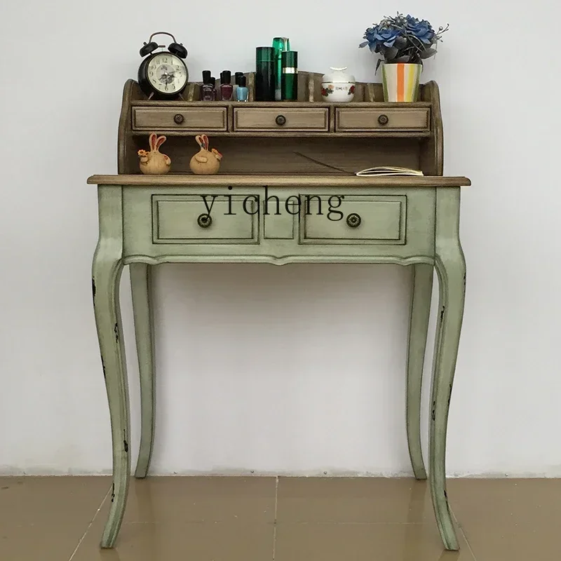 v9.9-American Style Desk Small Apartment Bedroom Dressing Table Vintage Makeup Table French Style