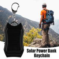 Mini Keychain Light LED Flashlight Solar Power Bank 1500mAh Carabiner Keychain Outdoor Survival Tool Camping Emergency Light