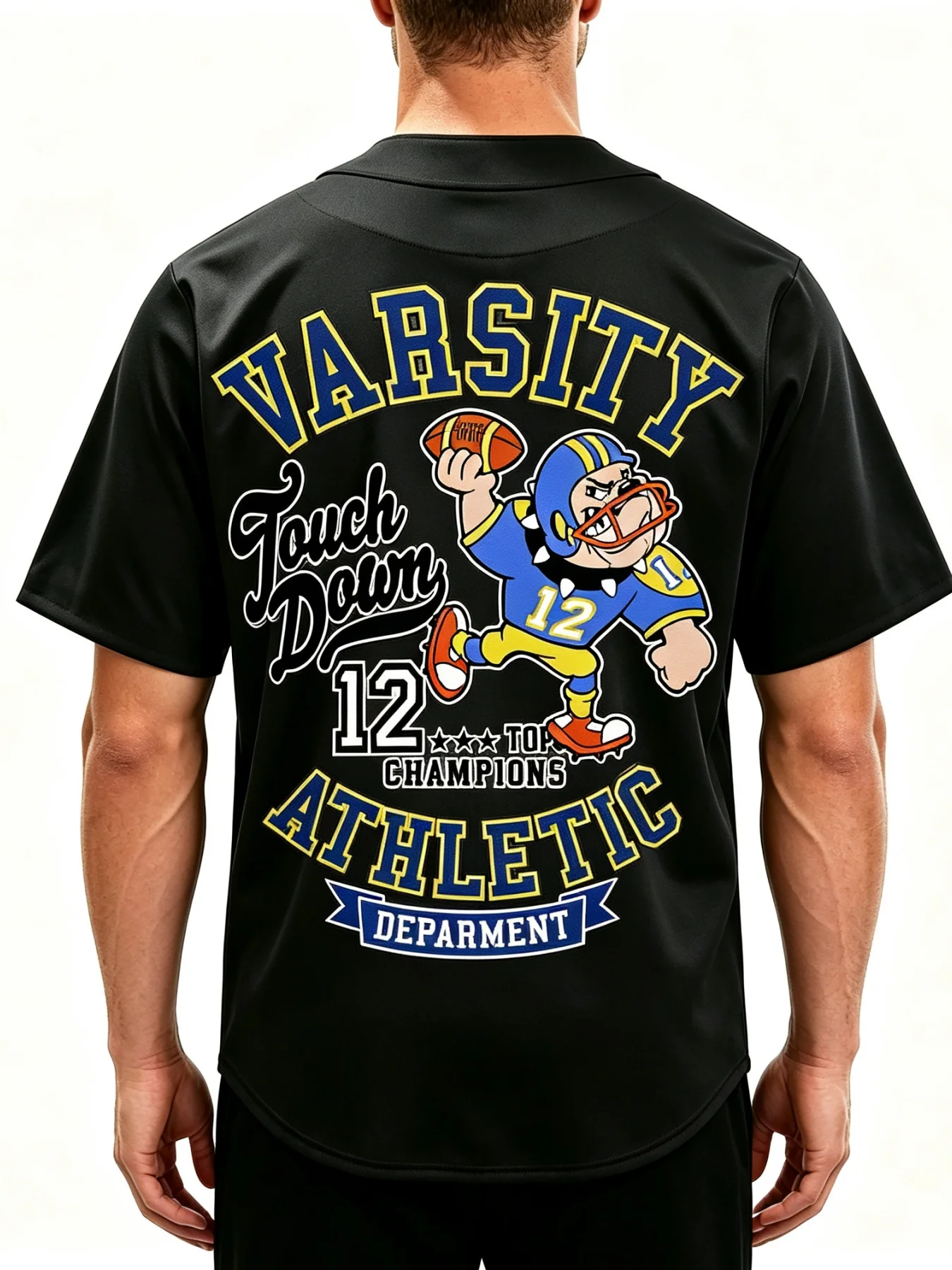 Men's Vintage Short-Sleeve Baseball Jersey Button-Down T-Shirt 'Play for the Game' Graphic Print Sports Uniform Shirt