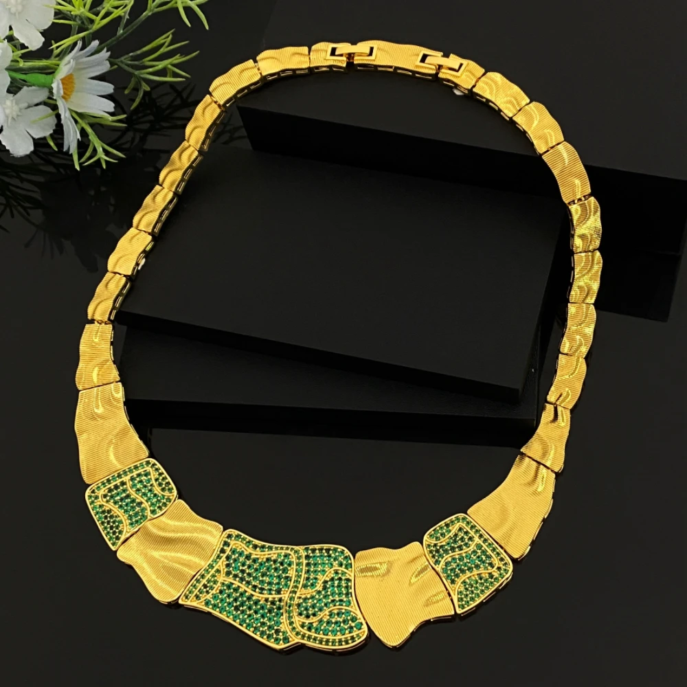 JRH Dubai Style Women's Jewelry Set Simulated Gold Plated Wedding Gift Suite for Women Luxurious 4PCS