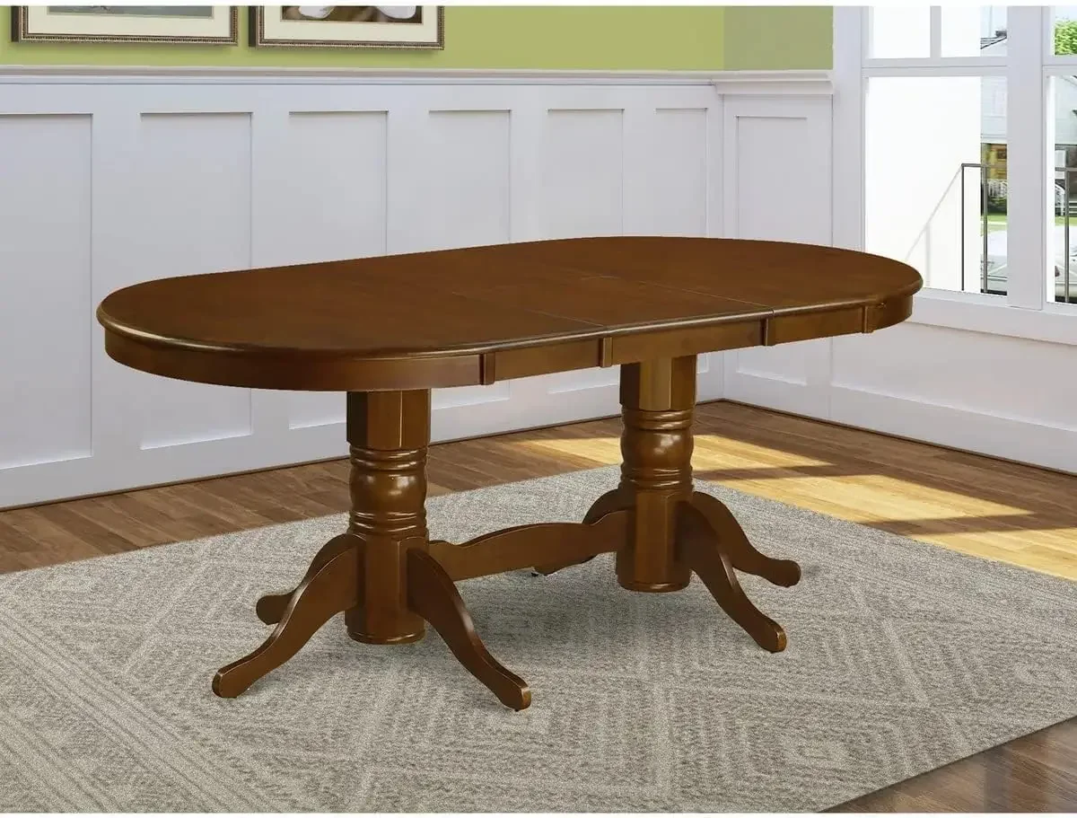 Vancouver Dining Room Table - an Oval kitchen Table Top with Butterfly Leaf & Double Pedestal Base