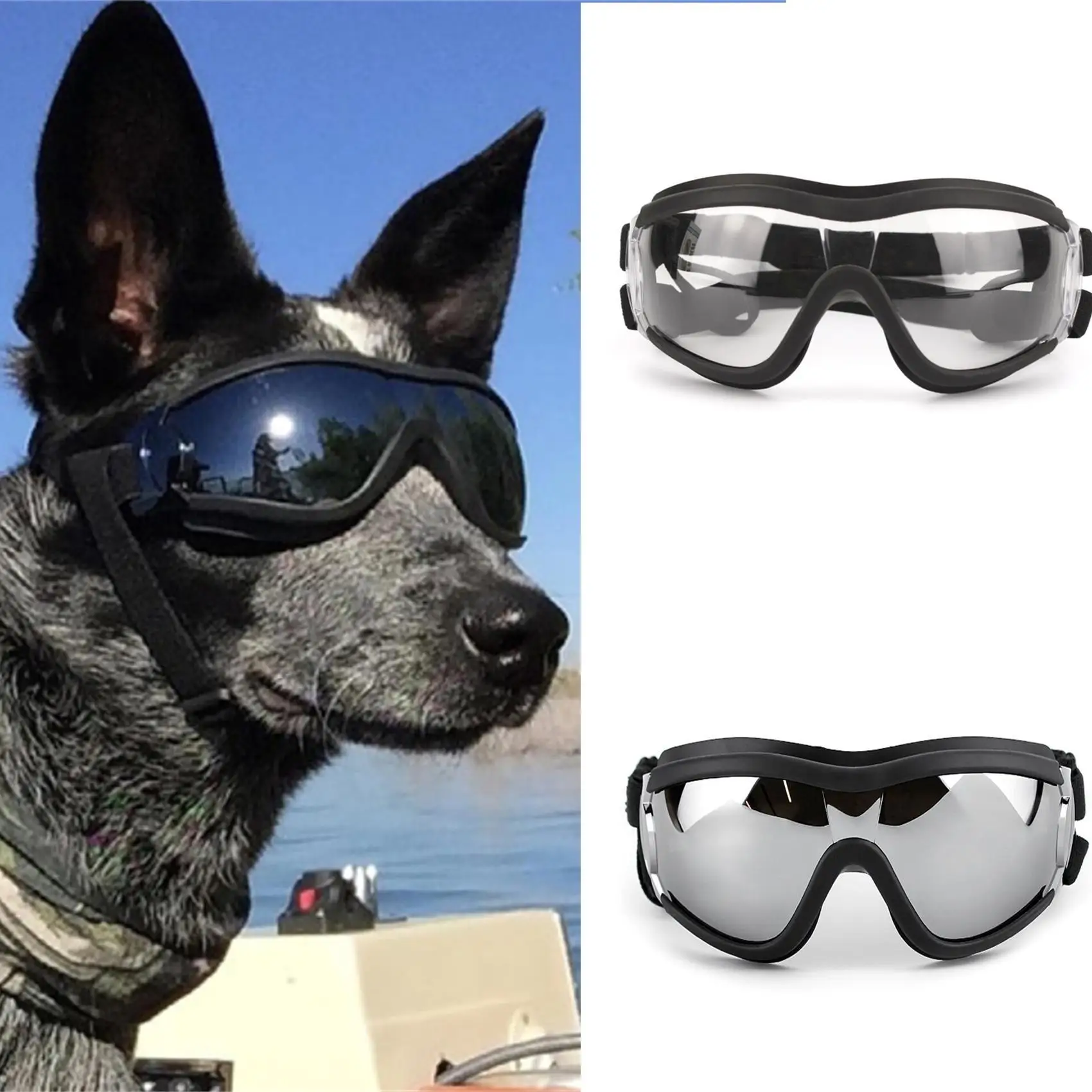 Transparent Color Pet Dog Goggles Waterproof Windproof Sunscreen UV Resistant Large Dog Glasses