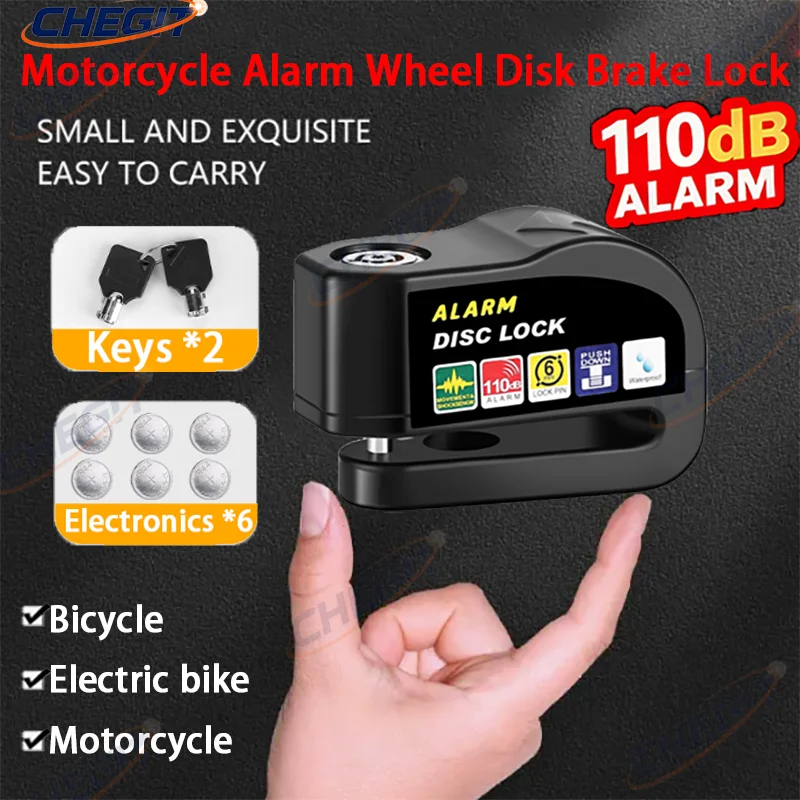 

Motorcycle Alarm Wheel Disk Brake Lock with Keys Bicycle Alarm Disc Brake Electric Lock Waterproof for Bicycle Motor Scooter