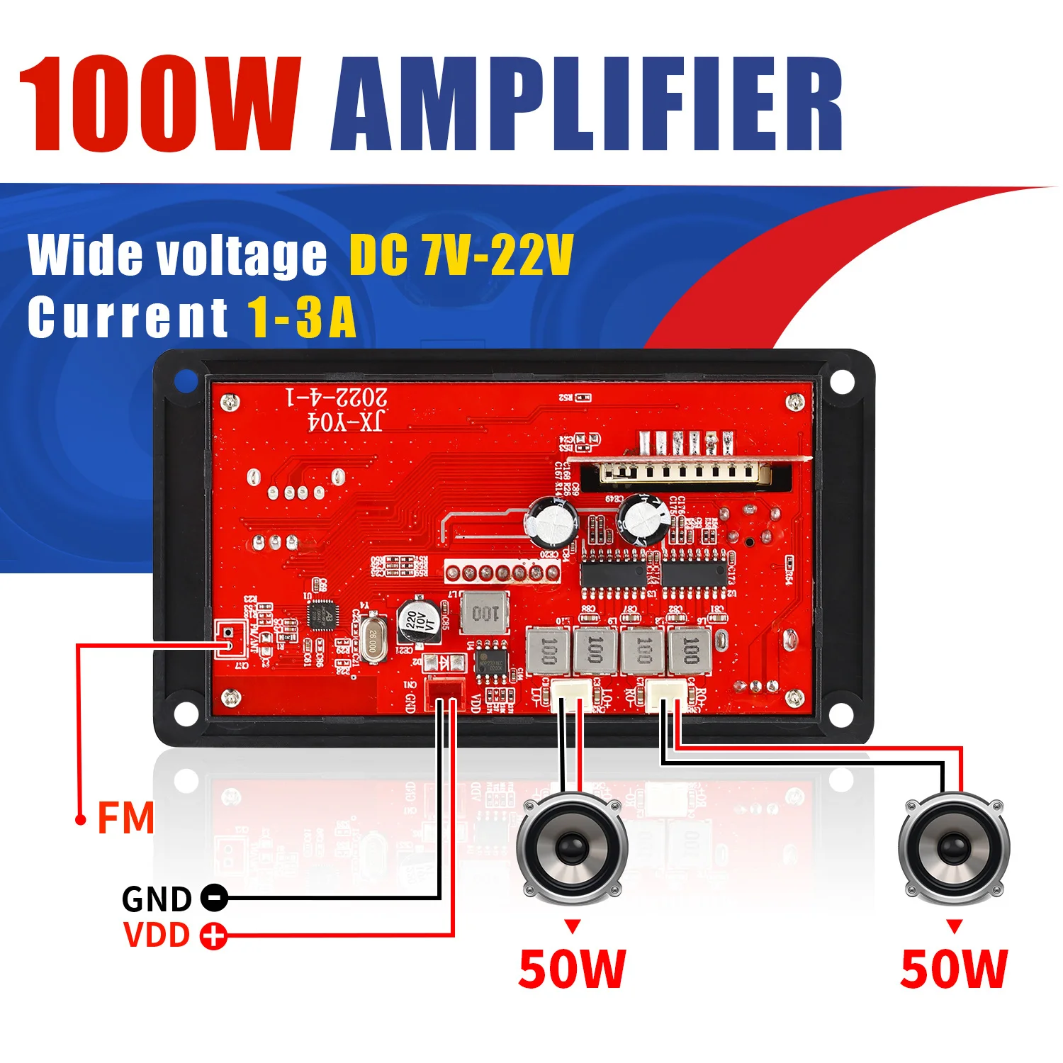 DC 12V MP3 WMA Decoder Board 100W 2*50W Draadloze Bluetooth 5.0 Versterker Car Audio USB TF FM Radio Module MP3 Speler voor Luidspreker