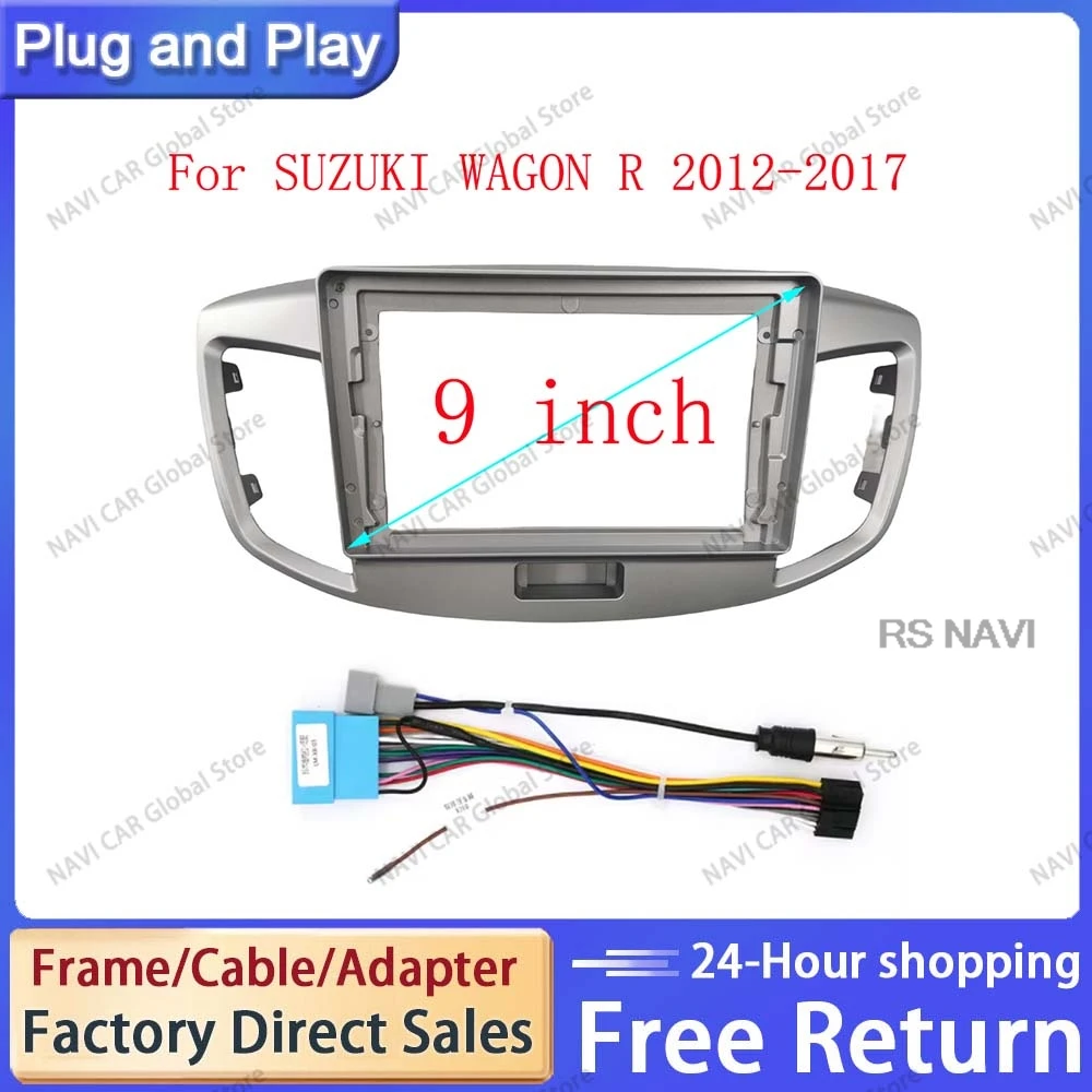 NAVI 2 DIN 9 Inch Car Frame Fascia Adapter For SUZUKI WAGON R 2012-2017 Android Radio Dash Fitting Panel Kit Radio Dashboard