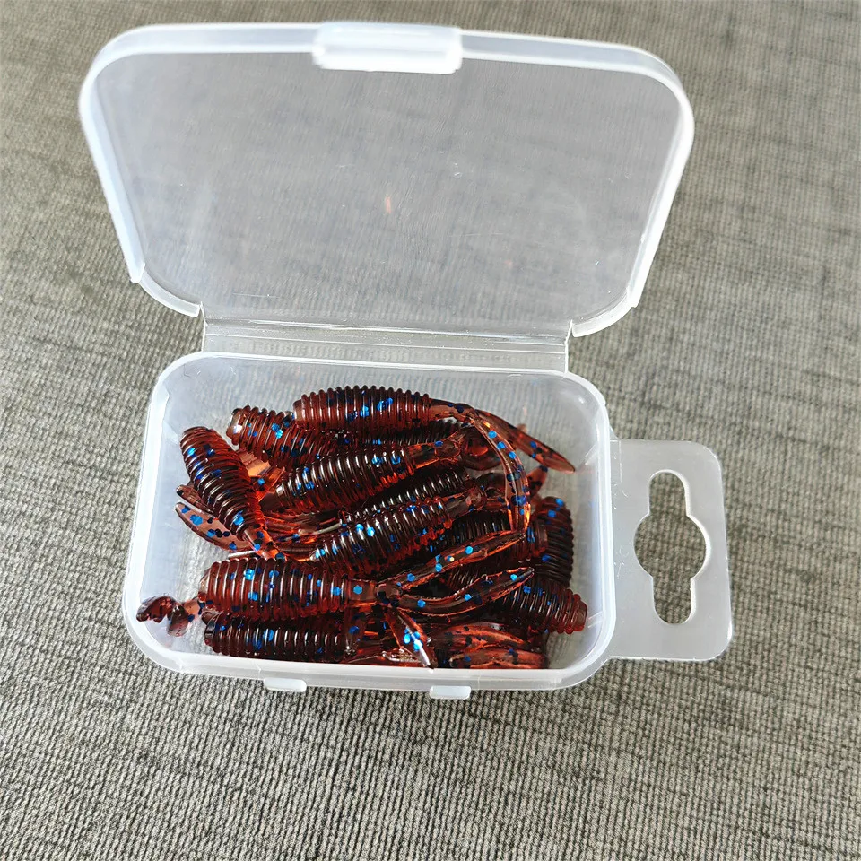 20pcs/box 0.4g 36mm Soft Fishing Lure Rockfish Twin Tail Artificial Wobbler Crankbait Bionic Silicone Fluorescent Worm Bait