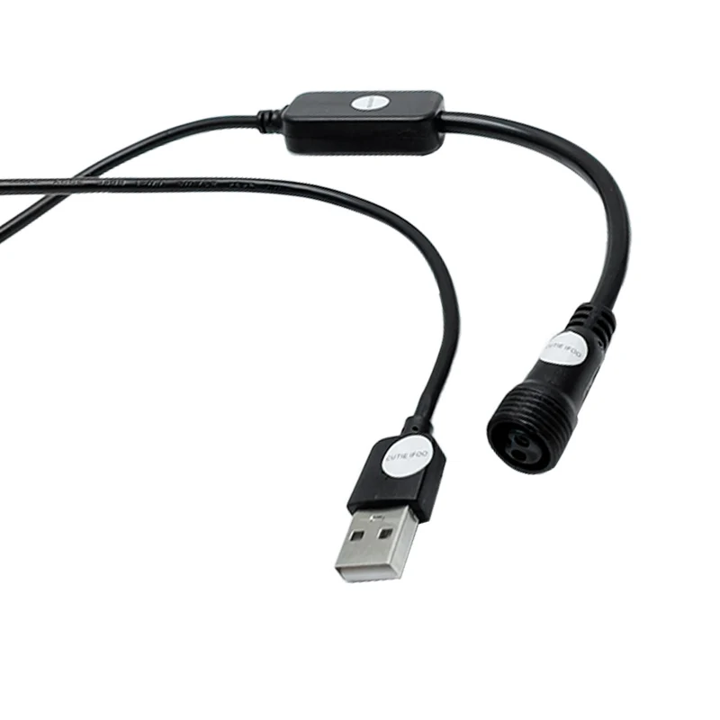 USB Male To 2 Pin Female Charging Extension Connector Cable Cord 1m Suitable for Solar Lights
