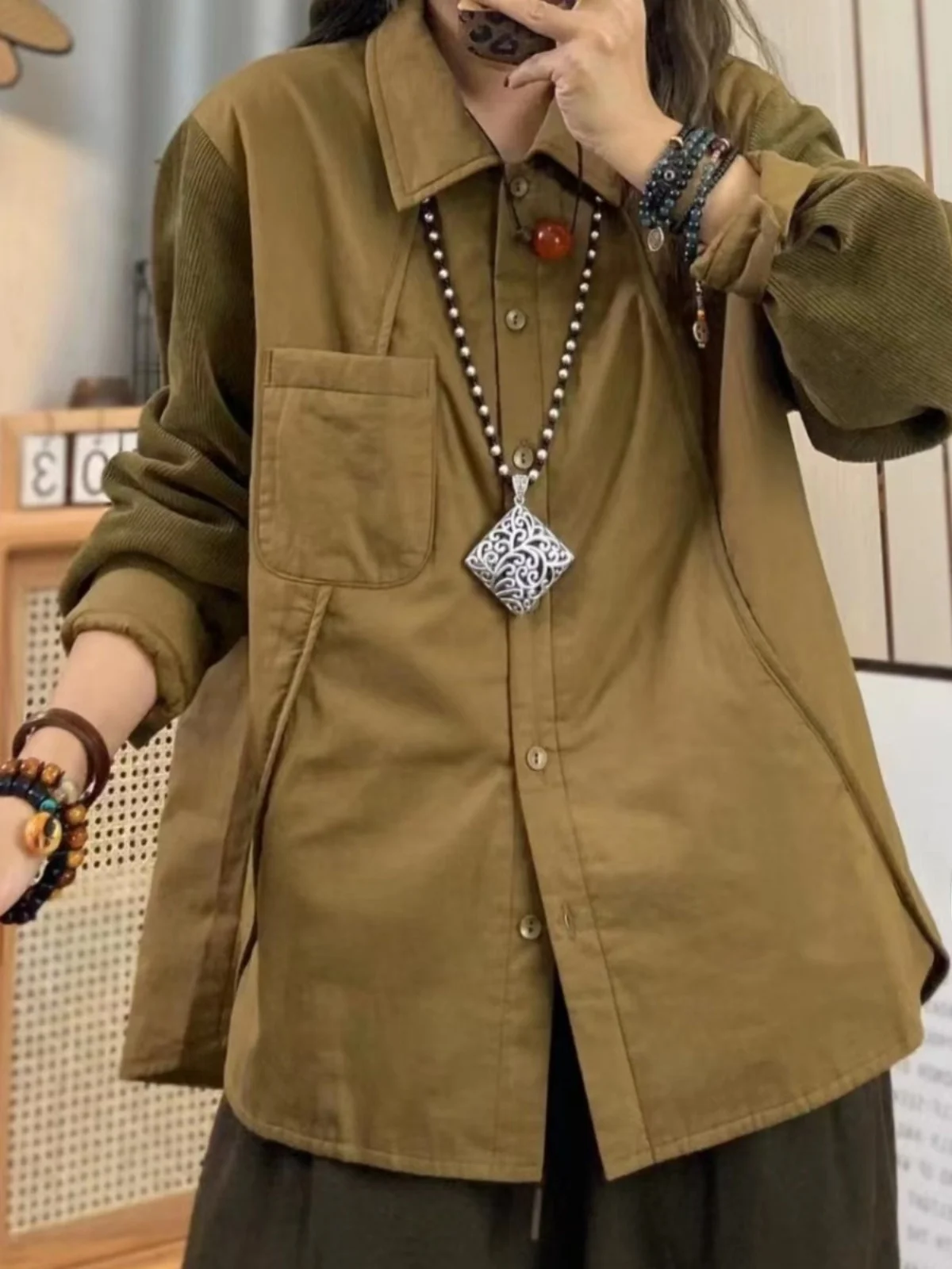 

Женская куртка в стиле ретро Cotton irt Sle, тонкая легкая весенне-осенне-зимняя верхняя одежда с воротником, длинная све, чистая...