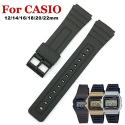 16mm 18mm 20mm Watchband For Casio F-91W Black Resin Watch Bracelet Wristband W800H F91W F84 F105/108 A158/168 AE1200/1300 strap