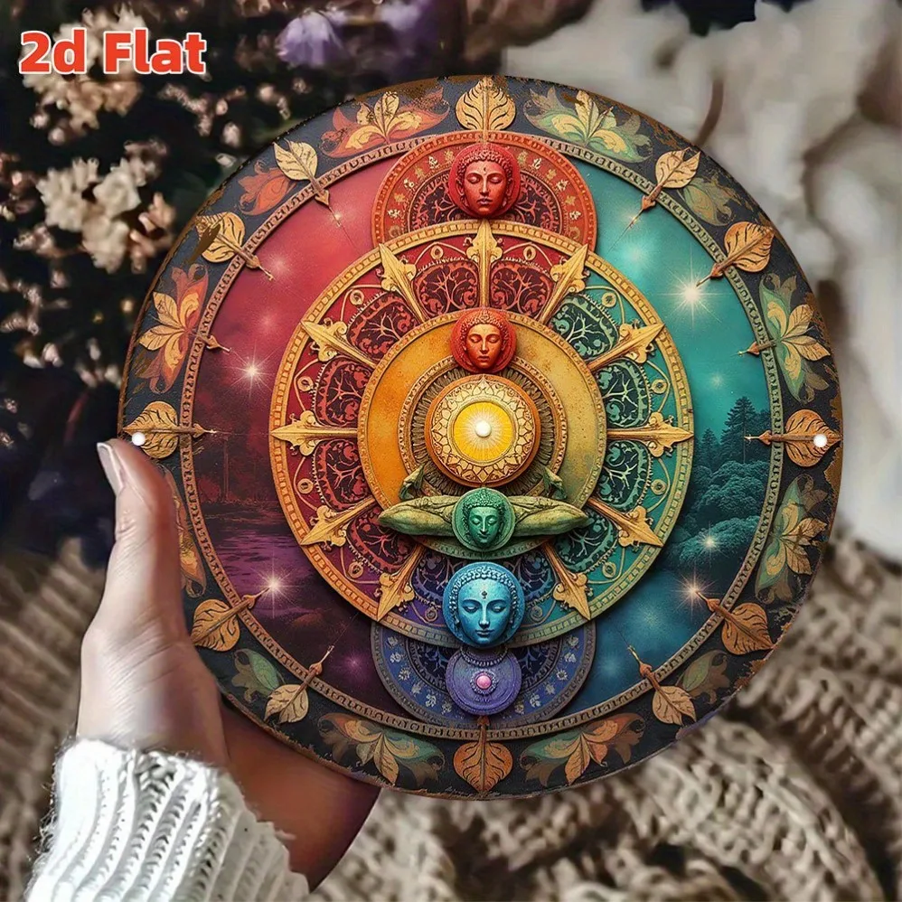 

2D Flat Chakra Energy Wheel Wall Art Waterproof & Dustproof for Yoga Studio, Room,Gift, Dustproof Artwork,Perfect for Room Decor