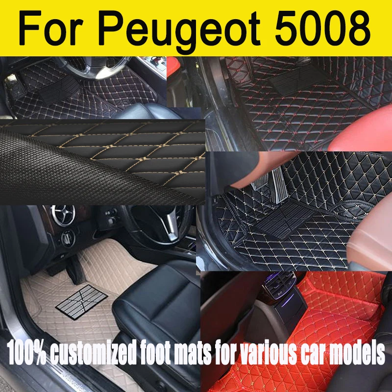 

Car Floor Mats For Peugeot 5008 Seven Seats 2017-2023 18 19 20 21 22 23 Custom Auto Foot Pads Carpet Cover Interior Accessories