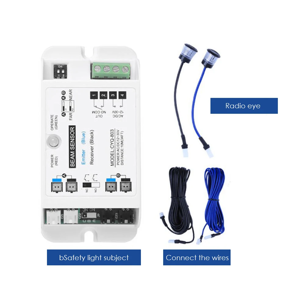 

M-218D Safety Beam Sensor Infrared Photoelectric Sensor 10M Detection Distance AC/DC12-30V NO/NC for Automatic Door Gate Opener
