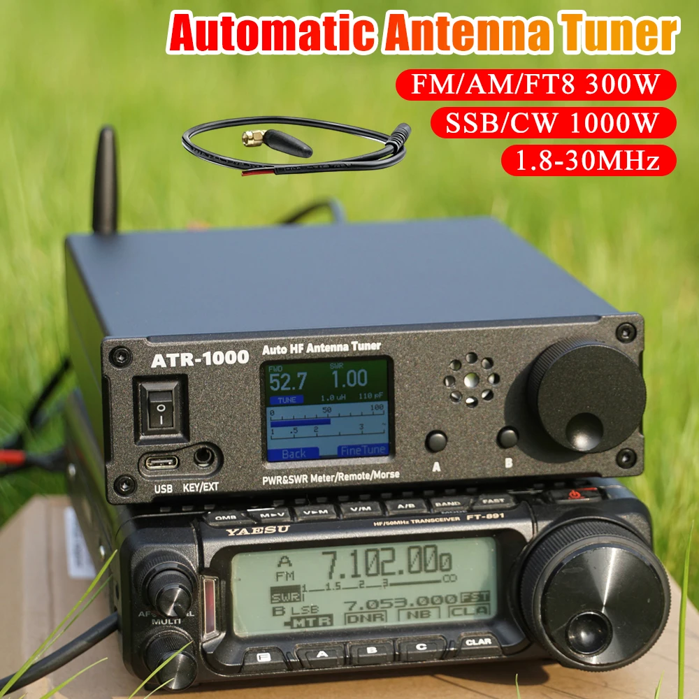 AMNVOLT ATR1000 1000W 풀 웨이브밴드 라디오 수신기 자동 안테나 튜너 WIFI 리모컨 FM/AM/FT8 300W 안테나 자동 튜너