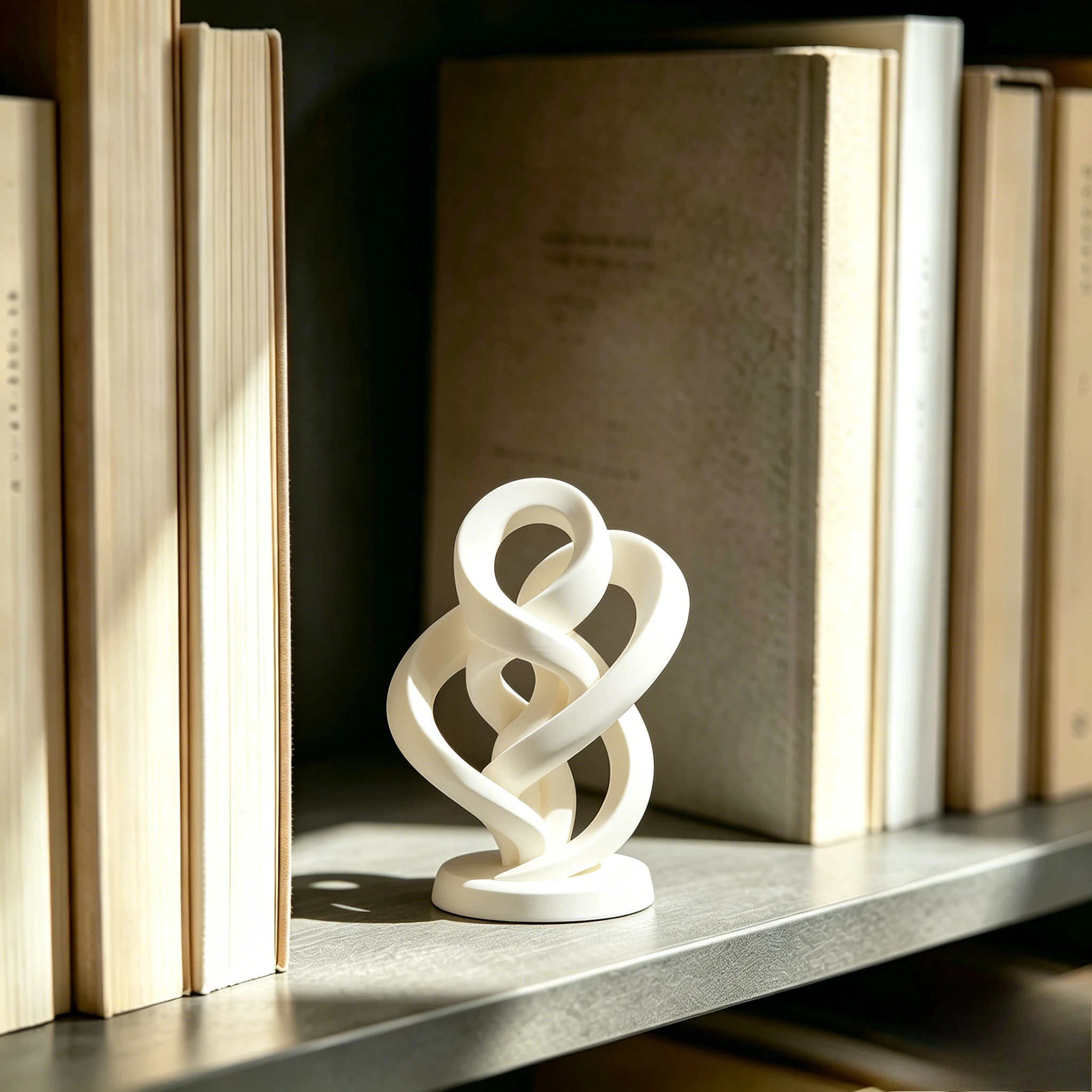 White Infinity Sculpture Figurine Statue Cute 3D Ornament Decor Gift for Friend Office Desk Bedroom Daily Tabletop Craft Display