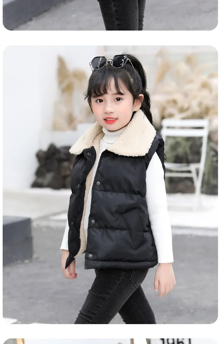 Baby-Weste Kinder-Oberteil Herbst Winter Einfarbig Lammfleece Dicke Baumwolle Ärmellose Weste Kleinkind Baumwolljacke dicke Ärmellose Weste – Detail 9