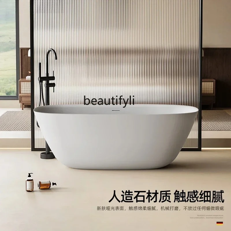 

Artificial stone freestanding family bathtub integrated oval double hotel bathtub