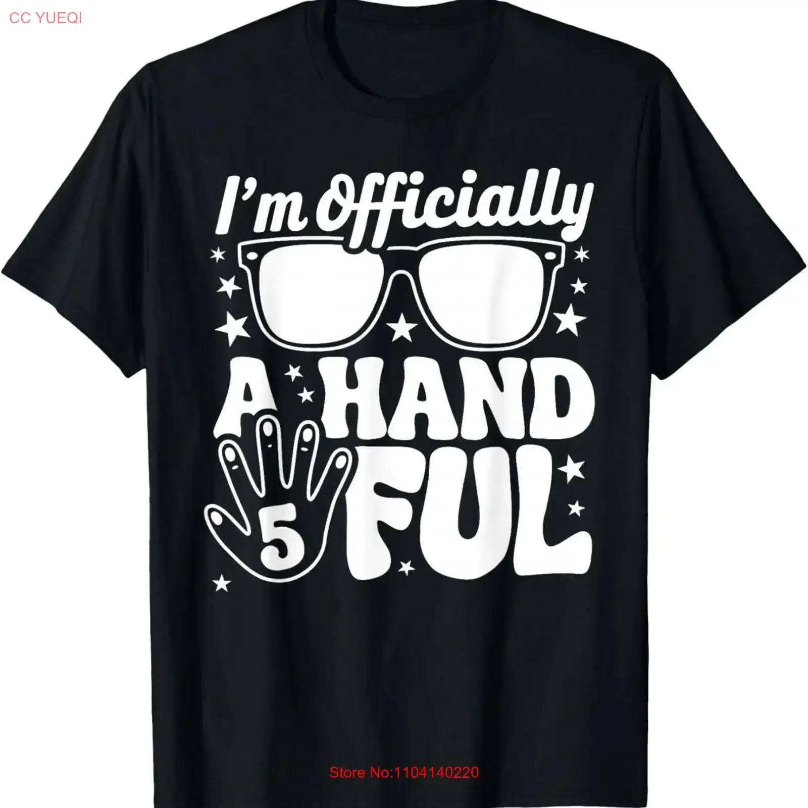 Kids I'm Officially A Handful Five 5th Birthday Boys Kid 5 T Shirt for Dad vintage Washed Soft Slightly Versatile