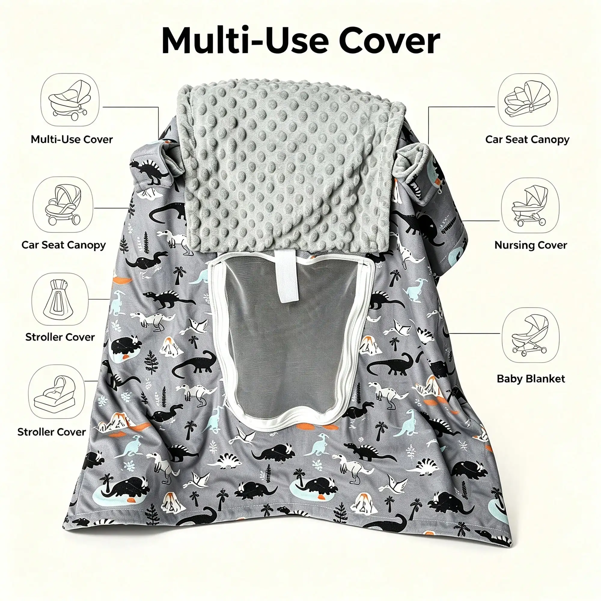 YIYIQCSJ Floral Car Seat Cover Baby Girl, Mesh Window Infant Carseat Canopy