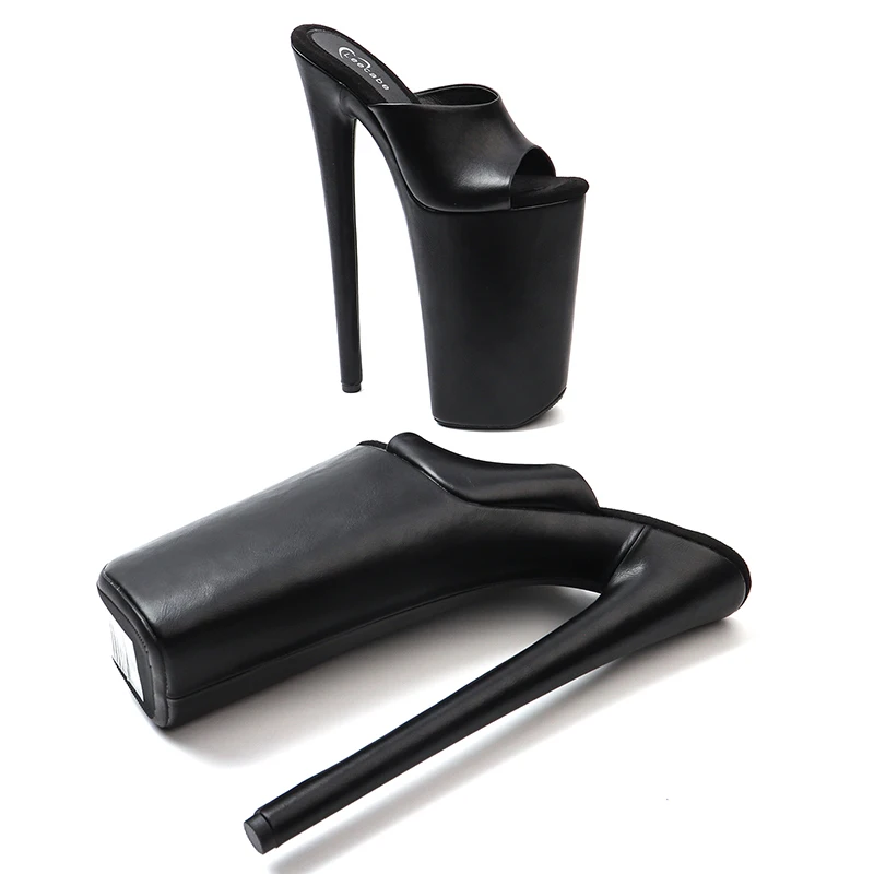 Leecabe 26CM/10inches Matte PU Upper Sexy Exotic High Heel Platform Party Slipper Sandals Stripper Heel Pole Dance Shoes