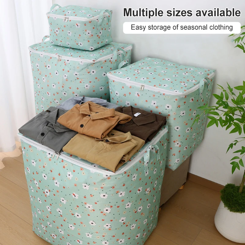 

Clothes Storage Bag Foldable Storage Bags Large Capacity Waterproof Oxford Clothes Storage Organizers Floral Zipper Container