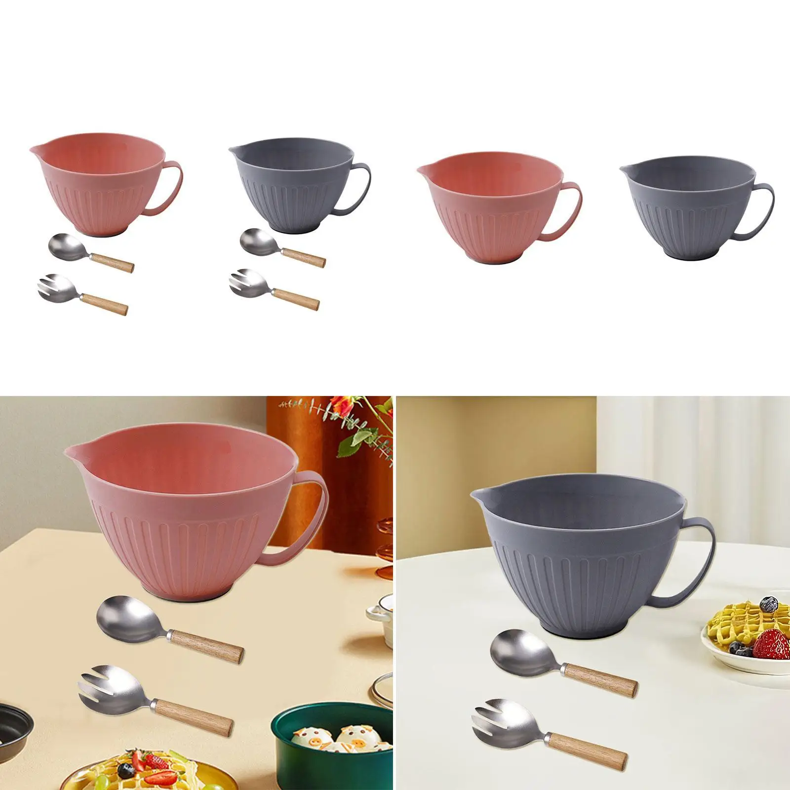 وعاء خلط مع صنبور وعاء سلطة بمقبض طويل للوجبات الخفيفة والحلوى والمطبخ