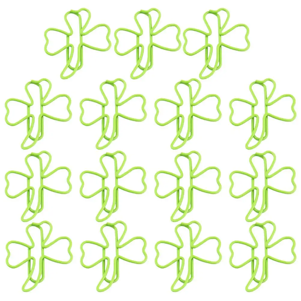 15 pcs Shape Bookmark Clips Metal Green Paper Clips for Books Notes Files Photos Memos Tickets Scrapbooks