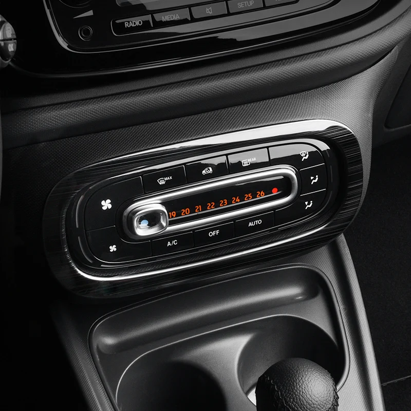 

Car Air Condition Switch Buttons Stainless Steel Frame Center Control Adjust Panel Cover Trim for Smart 453 Fortwo Forfour